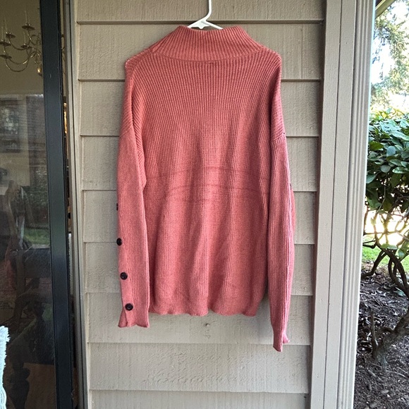 E Pretty Chicago sweater peach tone high collar, soft button trim sleeves - Picture 3 of 4